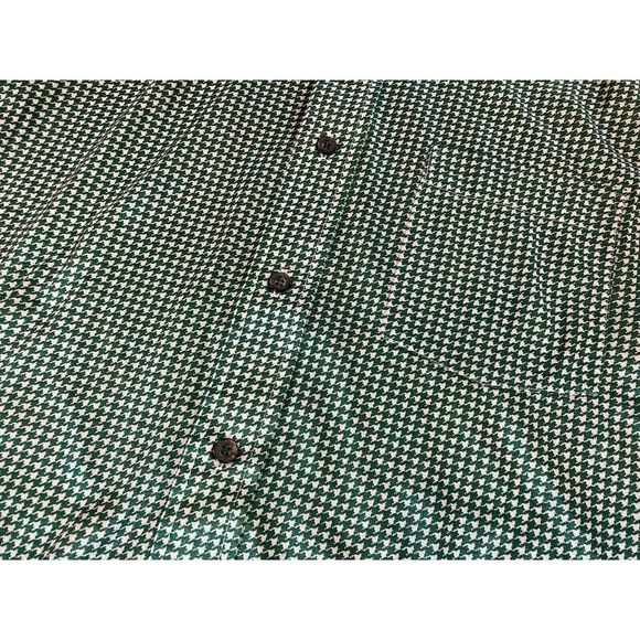 Vintage 70's Oleg Cassini by Burma Disco Shirt Nylon Green Houndstooth Men’s L - Picture 5 of 9